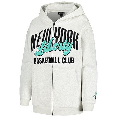 Women's The Wild Collective Heather Gray New York Liberty Washed Full-Zip Hoodie