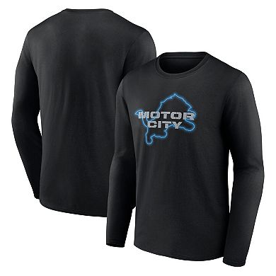 Men's Fanatics Branded  Black Detroit Lions Motor City Muscle Long Sleeve T-Shirt