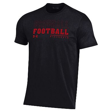 Men's Under Armour Black Wisconsin Badgers 2024 Sideline Football Performance T-Shirt