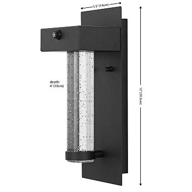 5.5" 1-light Industrial Iron/seeded Glass, Dusk-to-dawn Sensor Integrated Led Outdoor Sconce