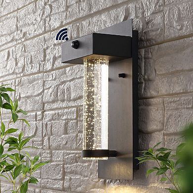 5.5" 1-light Industrial Iron/seeded Glass, Dusk-to-dawn Sensor Integrated Led Outdoor Sconce