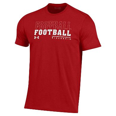 Men's Under Armour Red Wisconsin Badgers 2024 Sideline Football Performance T-Shirt