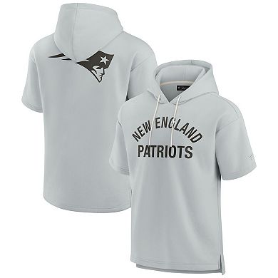 Unisex Fanatics Signature Gray New England Patriots Elements Super Soft Fleece Short Sleeve Pullover Hoodie