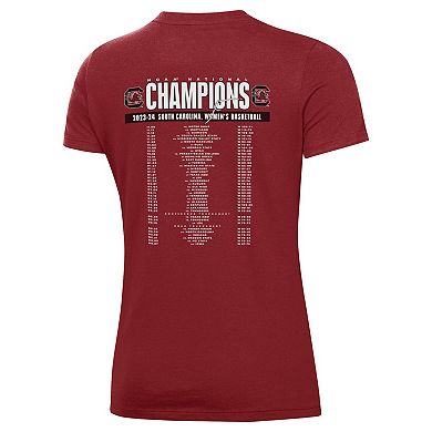 Women's Under Armour  Garnet South Carolina Gamecocks 2024 NCAA Women's Basketball National Champions Schedule T-Shirt