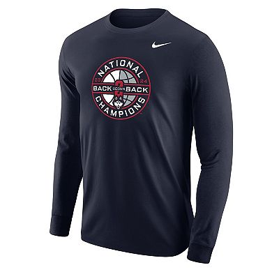Men's Nike  Navy UConn Huskies Back-To-Back NCAA Men's Basketball National Champions Long Sleeve T-Shirt