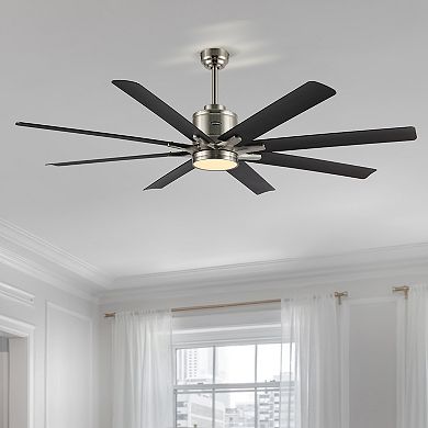 66" 1-light Iron/plastic Mobile-app/remote-controlled 6-speed Ceiling Fan, Integrated Led Light