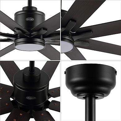 66" 1-light Iron/plastic Mobile-app/remote-controlled 6-speed Ceiling Fan, Integrated Led Light