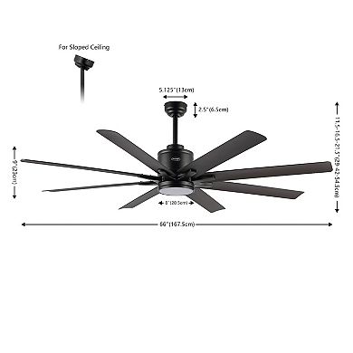 66" 1-light Iron/plastic Mobile-app/remote-controlled 6-speed Ceiling Fan, Integrated Led Light