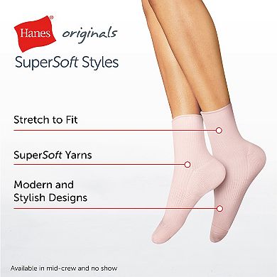 Womens Hanes® Originals Ultimate Women's SuperSoft 6-Pack Mid Crew Socks WMSSM6