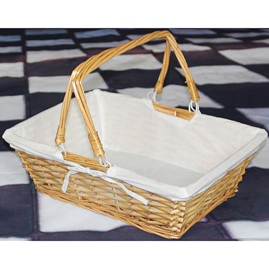 Rectangular Willow Basket with White Fabric Lining