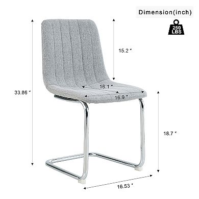 Set Of 4 Light Grey Metal Leg Dining Chairs