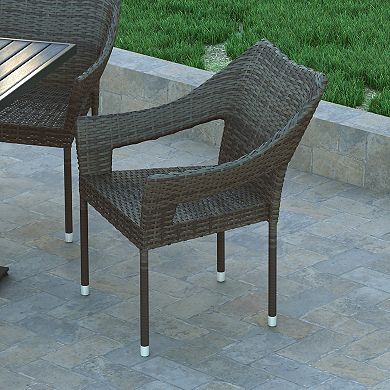 Emma and Oliver Embry Set of 4 All-Weather Indoor/Outdoor Stacking Patio Dining Chairs