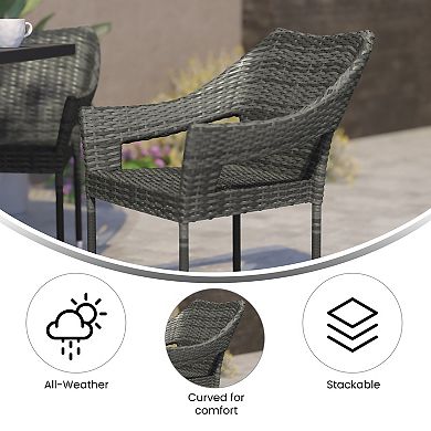 Emma and Oliver Embry Set of 4 All-Weather Indoor/Outdoor Stacking Patio Dining Chairs