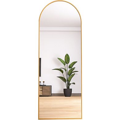 65" Arched Full Length Mirror Floor Dressing Mirror - Golden