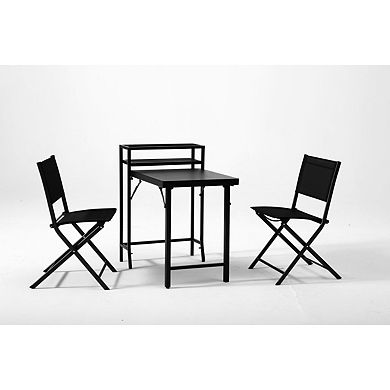 3pcs Patio Bistro Set, Patio Set Of Foldable Patio Table And Chairs, Outdoor Patio Furniture