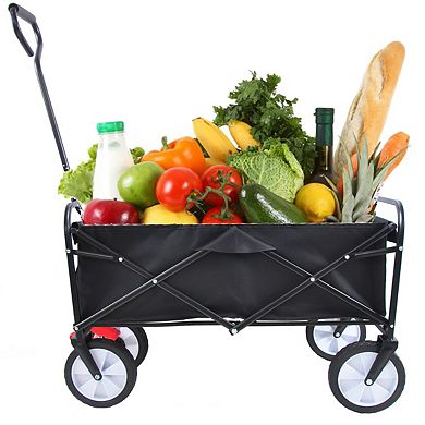 Folding Wagon Garden Shopping Beach Cart (black)