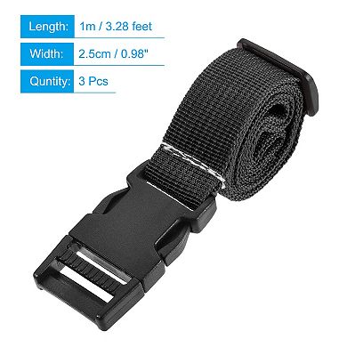 1x40 Inch Utility Strap With Buckle Polyester Belt For Packing, 3 Pack