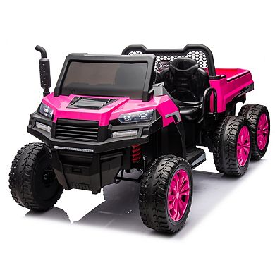 24v 2-seater Utv-xxl Ride On Truck With Dump Bed For Kid, Ride On 4wd Utv With 6 Wheels, Foam