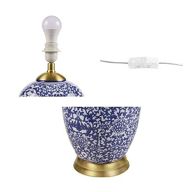 Martha Stewart Mystique Blue Ceramic Ginger Jar Table Lamp