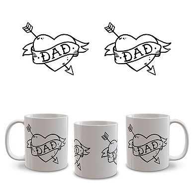 Dad Heart Tattoo Design Ceramic Mug