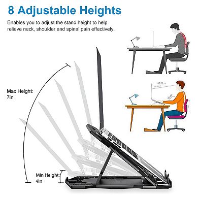 Black, 360º Rotating Laptop Riser Stand For Home Office Travel