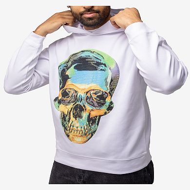 Men's Rinestone Embellished Skull Pullover Hoodie