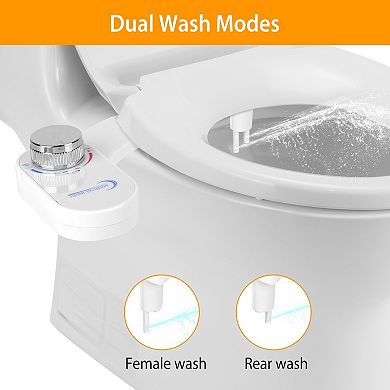 White, Non-electric Fresh Water Sprayer With Dual Nozzles For Feminine Wash
