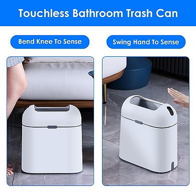 2.38gal, White, Automatic Touchless Trash Can