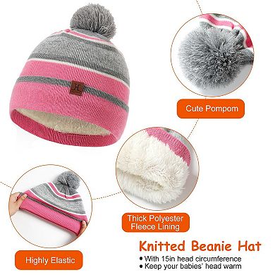 Kids, Winter Knitted Hat, Scarf, And Gloves Set