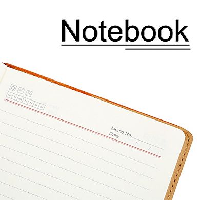 Orange, World Map Pu Leather Notebook Memopad With Calendar And Silk Ribbon