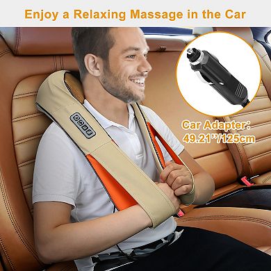 Beige, Electric Neck Shoulder Massager For Deep Tissue 3d Kneading Massage