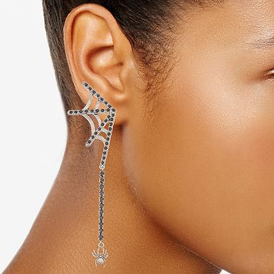 Simply Vera Vera Wang Jet Tone Crystal Spiderweb Linear Drop Earrings