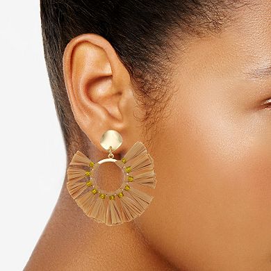Sonoma Goods For Life® Raffia Tassel Nickel Free Hoop Drop Earrings