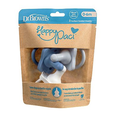 Dr. Brown's HappyPaci 3-Pack One-Piece Silicone Newborn-Infant Pacifiers