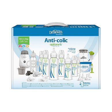 Dr. Brown's Anti-Colic Options+ Narrow Baby Bottle All-In-One 34-Piece Gift Set