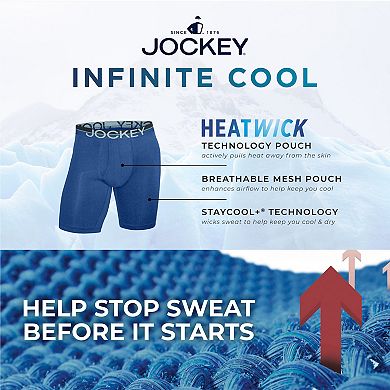 Jockey® Infinite Cool Microfiber Stretch 8" Long Leg 4 Pack Boxer Briefs