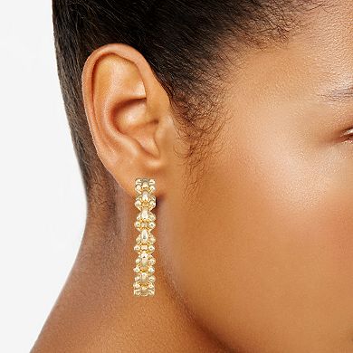 Women's Nine West Gold Tone Pendant Chain Hoop Click It Earrings