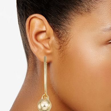 Women's Nine West Gold Tone Pendant Hoop Drop Click It Earrings
