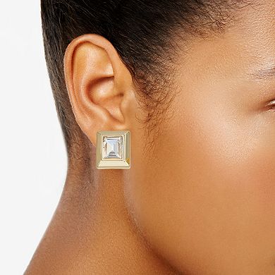 Women's Nine West Gold Tone Pendant Rectangle Crystal Post Earrings