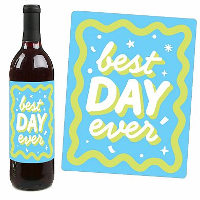 Big Dot Of Happiness Party Time - Happy Birthday Party - Wine Bottle Label Stickers - Set Of 4