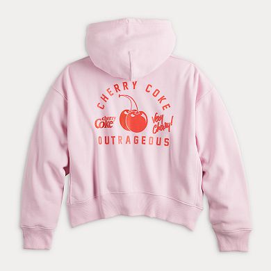 Juniors' Cherry Coke Cropped Full-Zip Hoodie