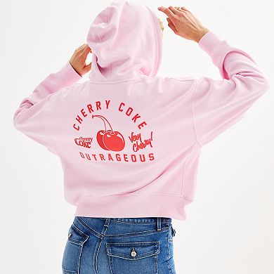 Juniors' Cherry Coke Cropped Full-Zip Hoodie