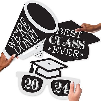 Big Dot Of Happiness Graduation Cheers - 2024 Graduation Party Large Photo Props - 3 Pc