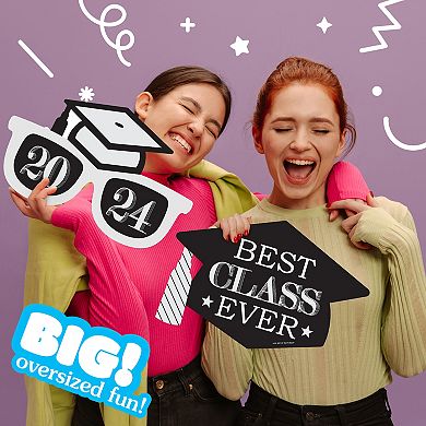 Big Dot Of Happiness Graduation Cheers - 2024 Graduation Party Large Photo Props - 3 Pc