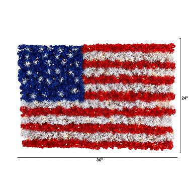 3’ X 2’ Red, White, And Blue “American Flag” Wall Panel With 100 Warm Led Lights