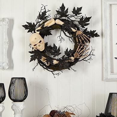 24" Halloween Skull And Bones Wreath