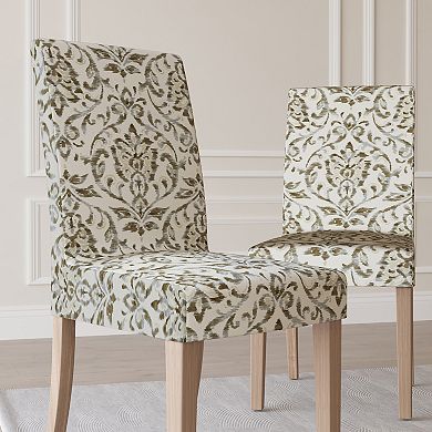 No. 918 Verity Damask Print Stretch Fit Elastic Dining Chair Cover Pair