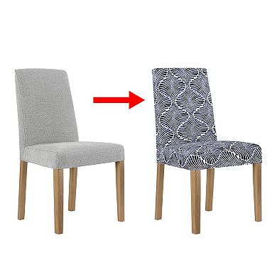 No. 918 Selene Ogee Print Stretch Fit Elastic Dining Chair Cover Pair