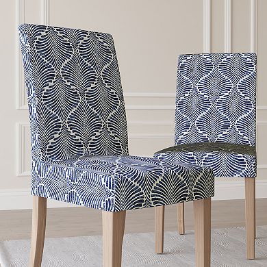 No. 918 Selene Ogee Print Stretch Fit Elastic Dining Chair Cover Pair