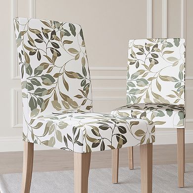 No. 918 Hillsboro Botanical Print Stretch Fit Elastic Dining Chair Cover Pair